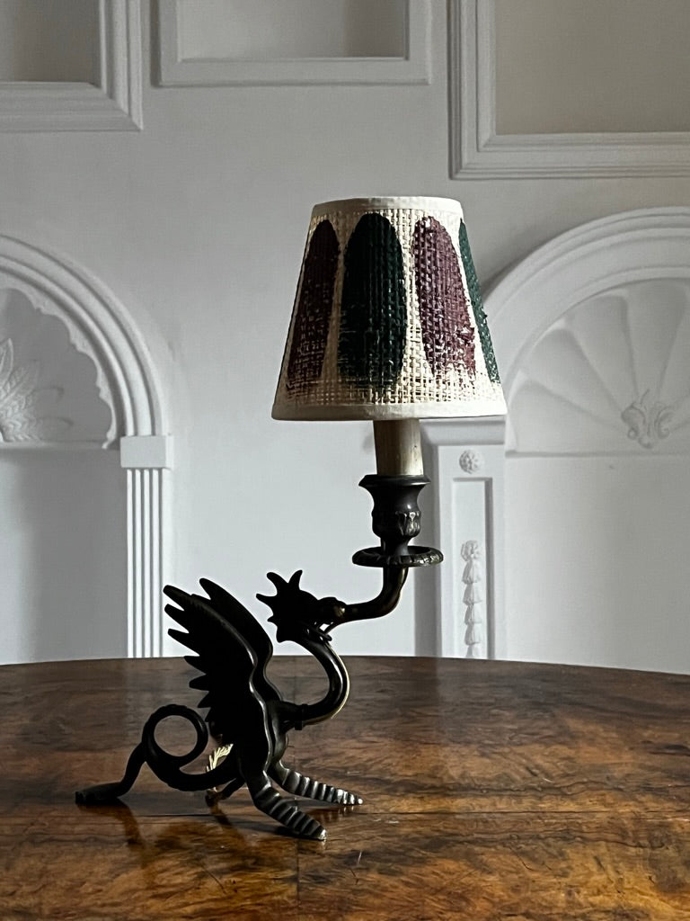 Hand Painted Raffia Double Stripe Shade