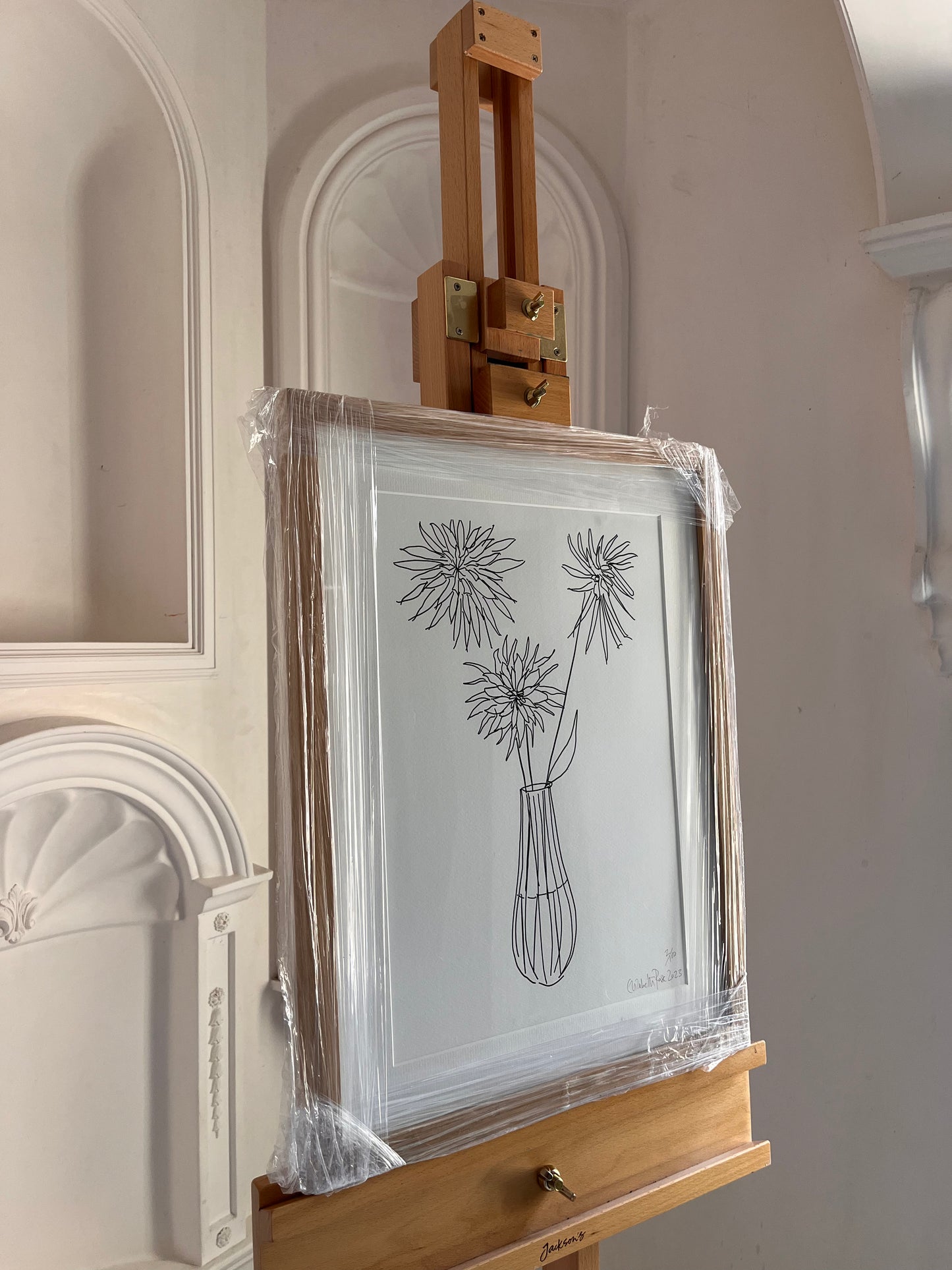 Dahlia Oak Framed Glicée Print