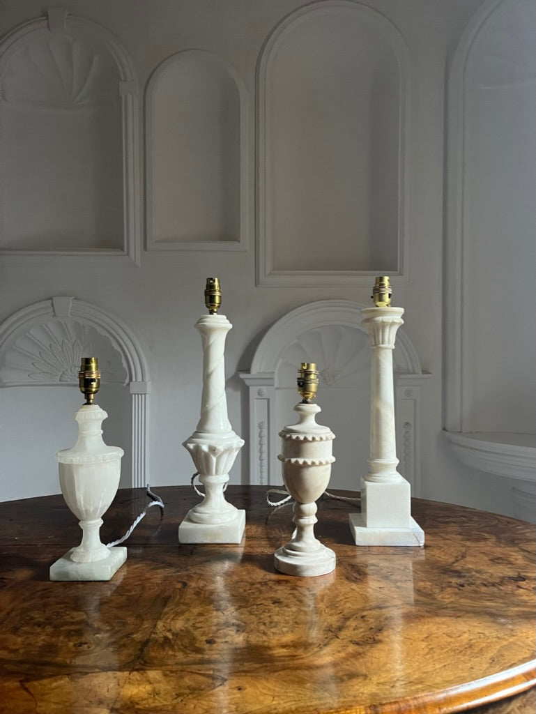 Alabaster Lamp with Leaf Detail