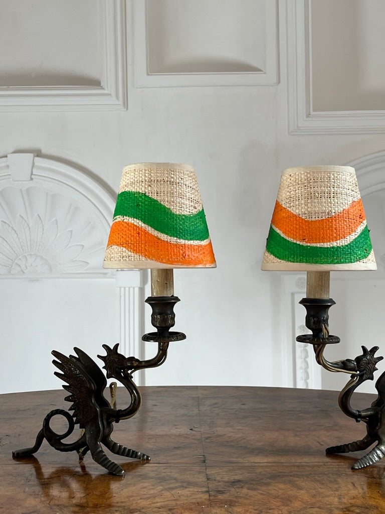 Hand Painted Raffia Double Wave Shade