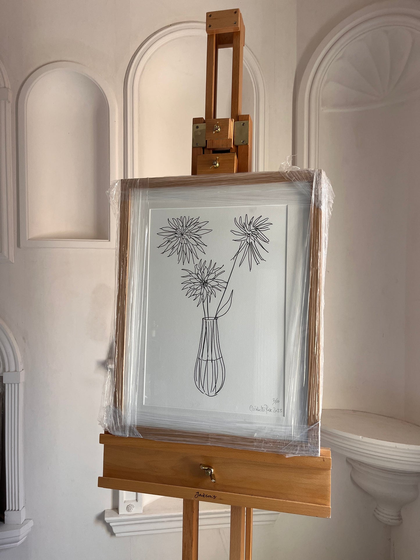 Dahlia Oak Framed Glicée Print