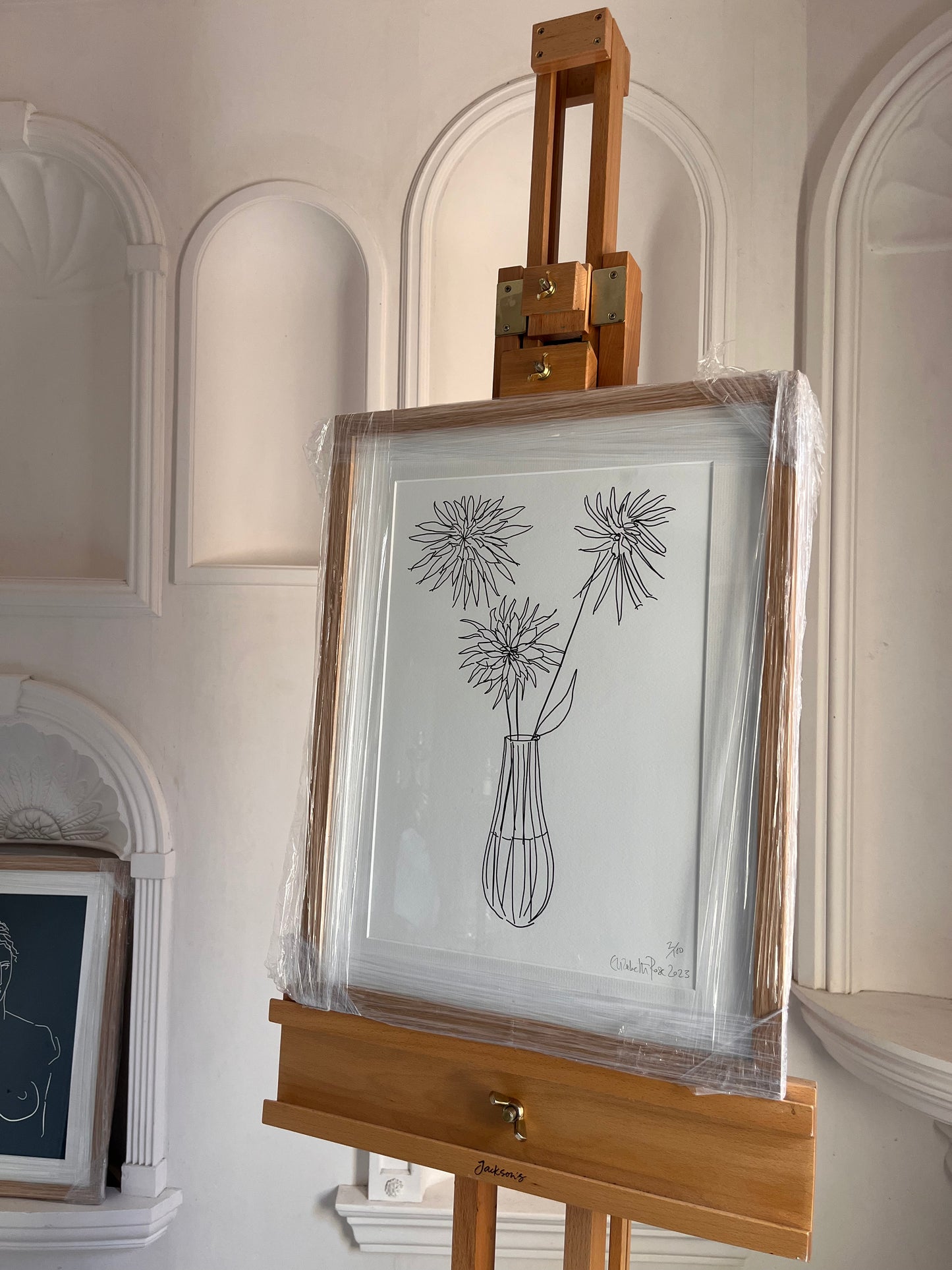 Dahlia Oak Framed Glicée Print