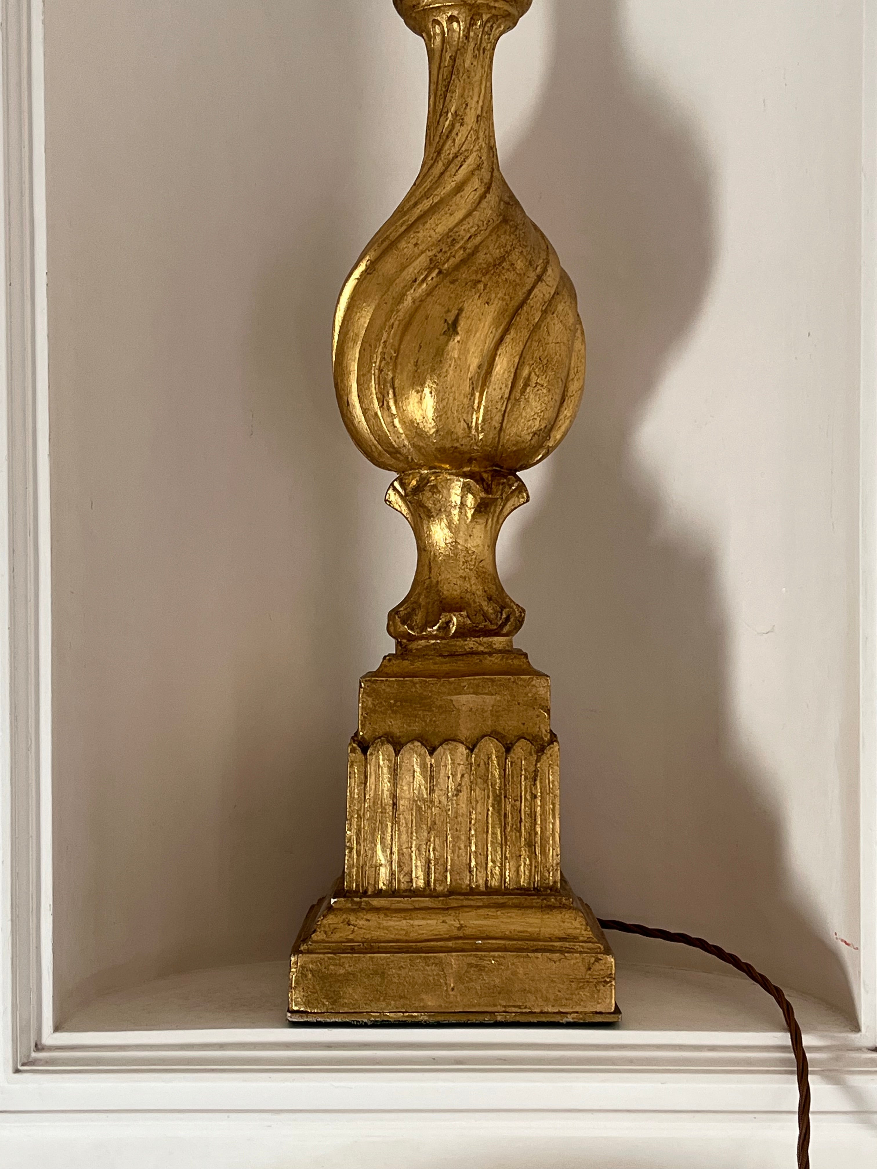 Large Carved Gilt Table Lamp