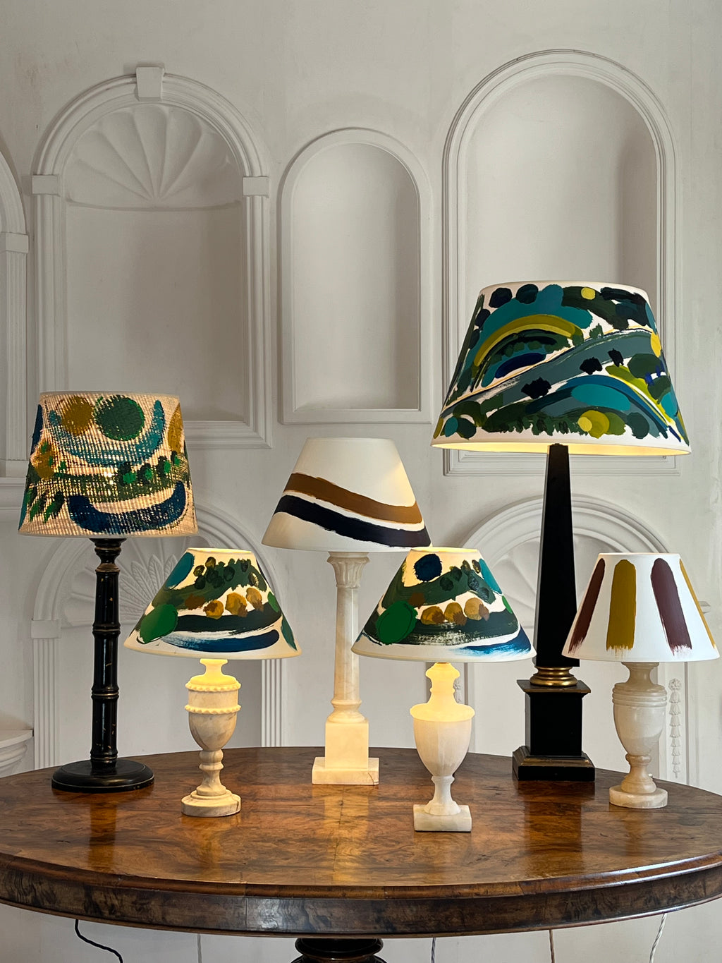 Alabaster Lamp with Leaf Detail